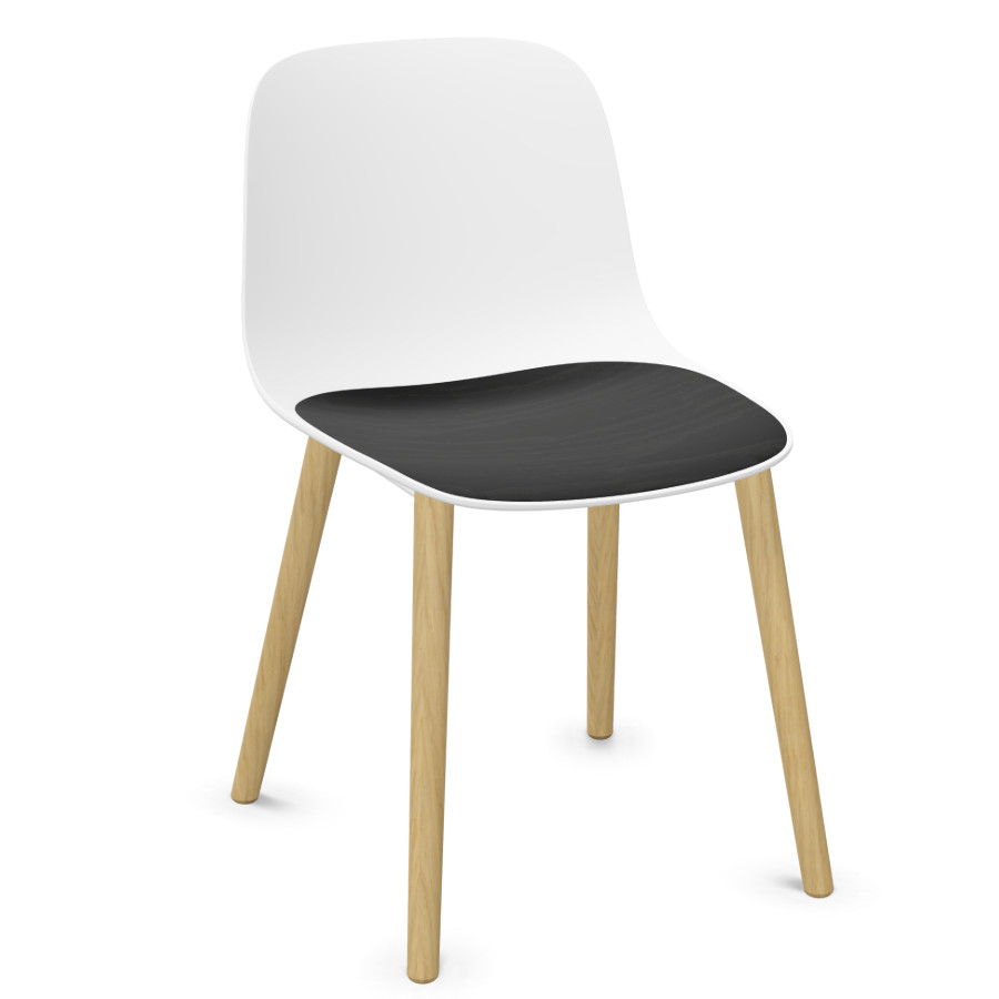 Lapalma SEELA S313 weiß mit Holzbeinen und schwarzer Sitzeinlage