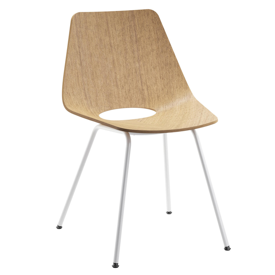 THONET S 661 Stahlrohrstuhl Edelholz Eiche - Gestell weiß