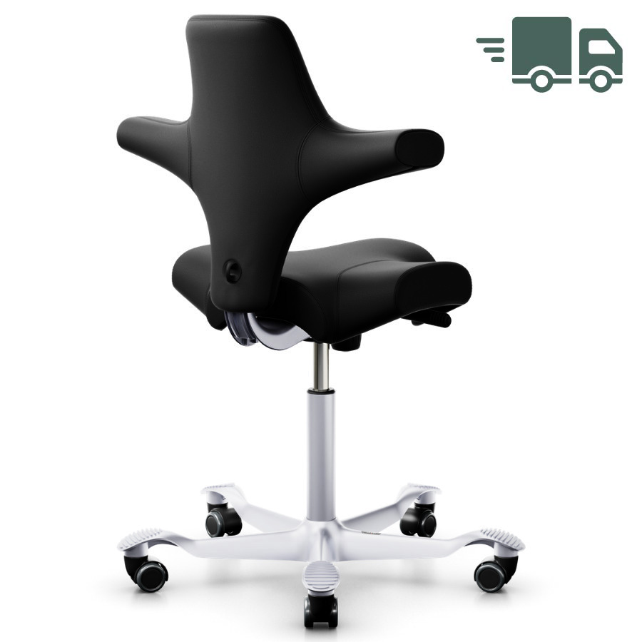 HAG Capisco  8106 Leder schwarz mit Gestell silbergrau