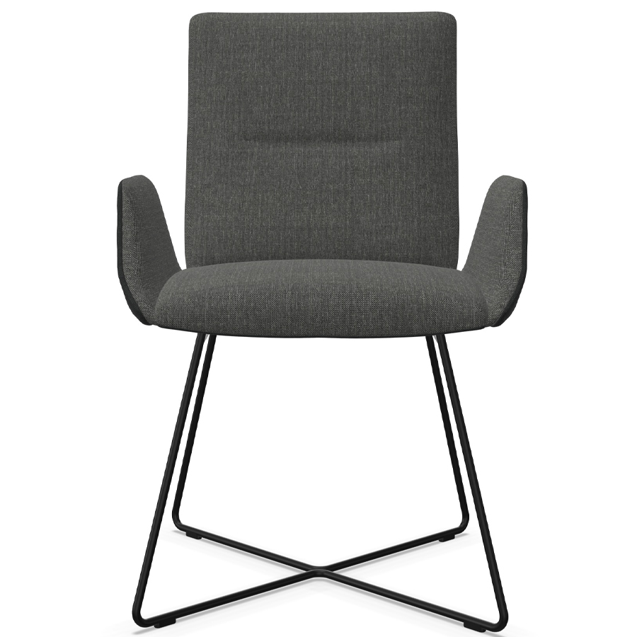 W. Schillig Stuhl mit Armlehnen u. Drahtrohrgestell - Frontansicht