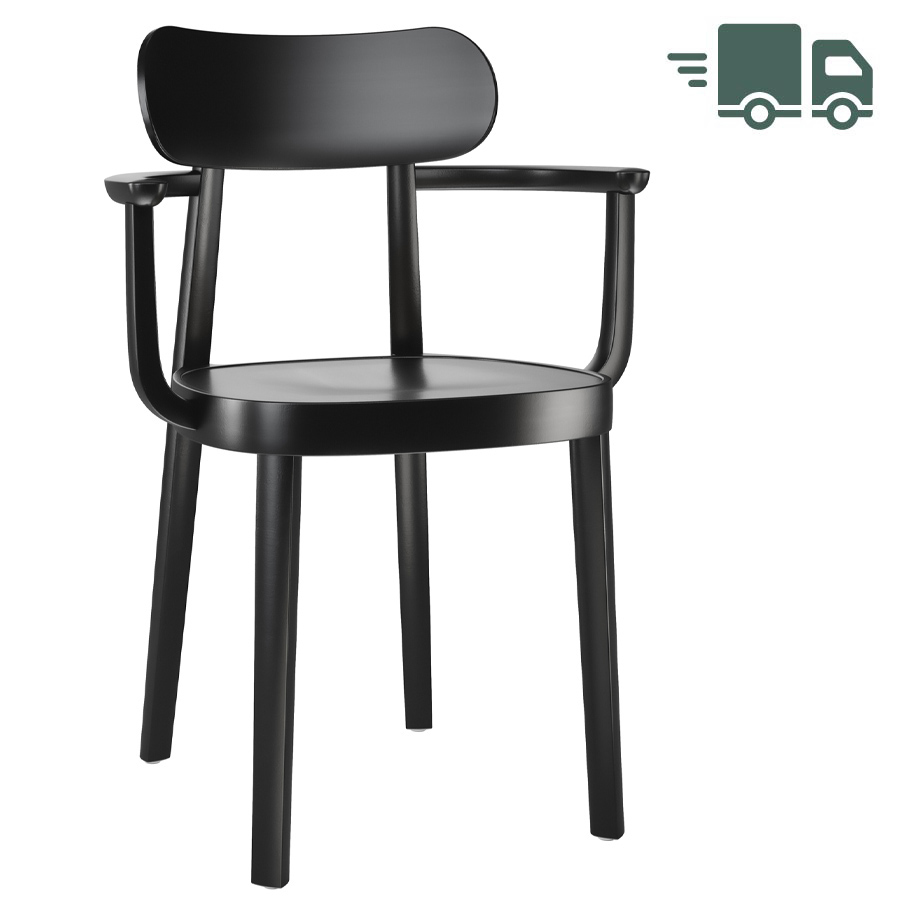 THONET 118 MF Holzstuhl mit Muldensitz u. Armlehnen Buche gebeizt schwarz
