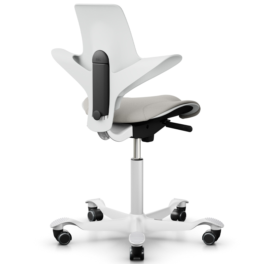 HAG CAPISCO PULS 8020 mit Sitzflächenmatte Stoff Select 60005 creme + Schale u. Gestell weiß