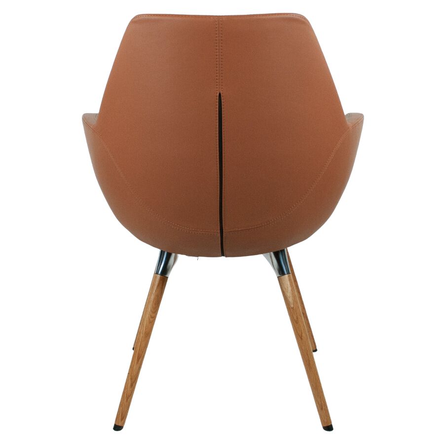 Profim FAN 10 HW mit Holzbeinen Eiche - Bezug Premiumleder cognacbraun - Rückseite