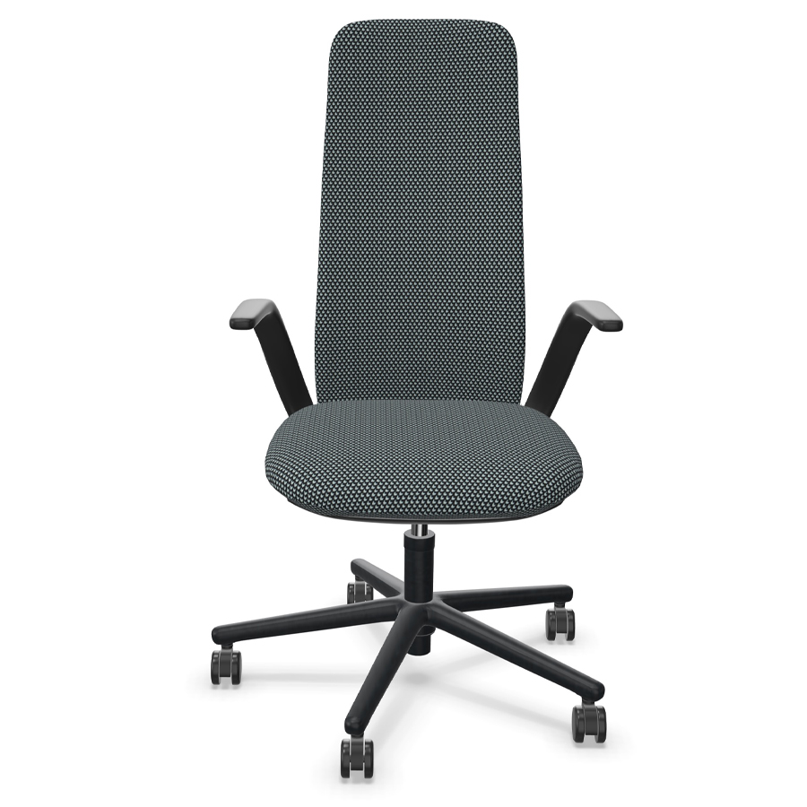 HAWORTH Nia hohe Rückenlehne Stoff Diagonale Dunkelgrau von vorne