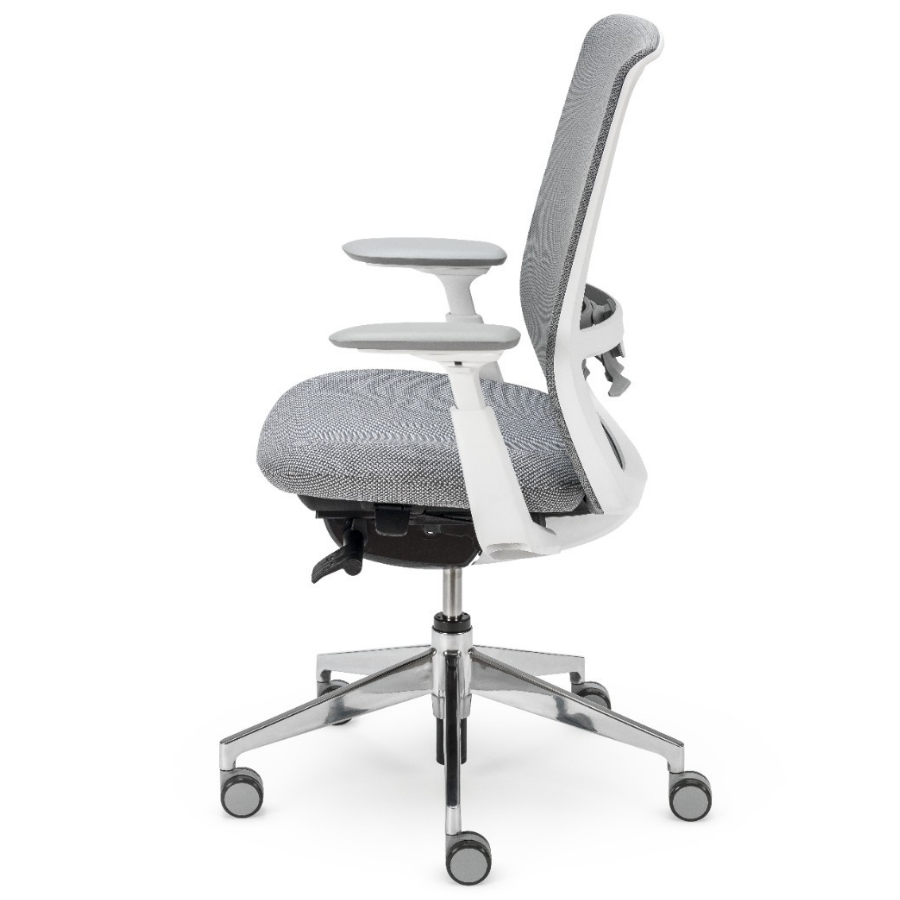 HAWORT Soji Bürodrehstuhl grau mit Netzrücken - Seitenansicht