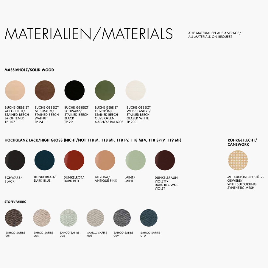 THONET 118 FV Holzstuhl mit Armlehnen | Materialien