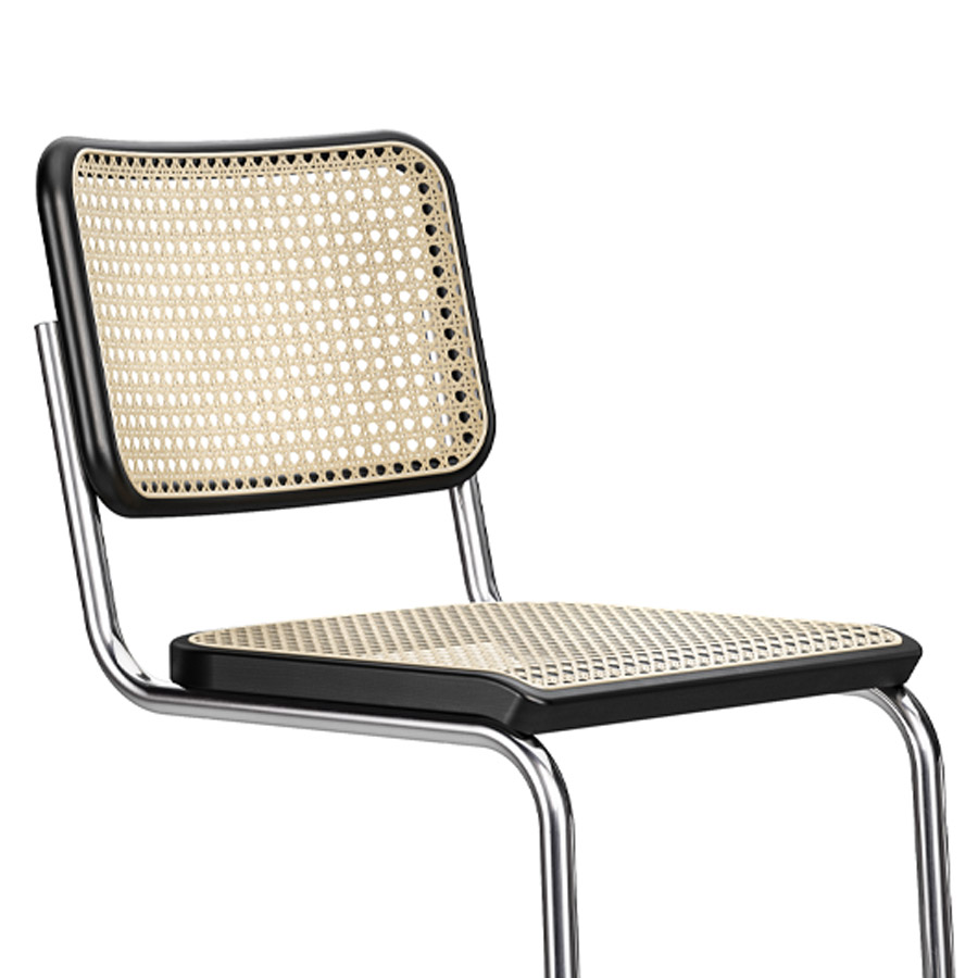 THONET Stahlrohr-Freischwinger S 32 VH Rohrgeflecht-Sitz Buche gebeizt - Nahaufnahme