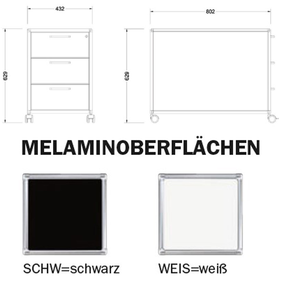Bosse Rollcontainer 333 weiß Rahmen chrom - Fast & Easy