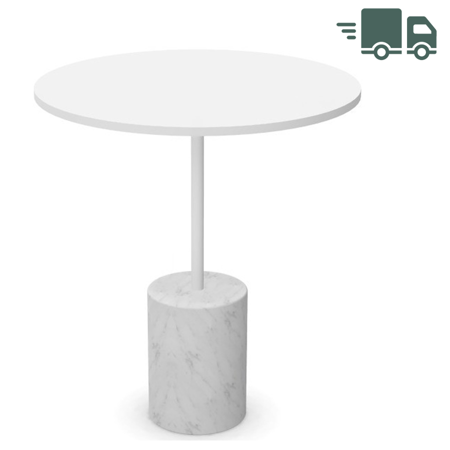 lapalma JEY Beistelltisch Fenix weiß mit runder Platte und Marmorfuß
