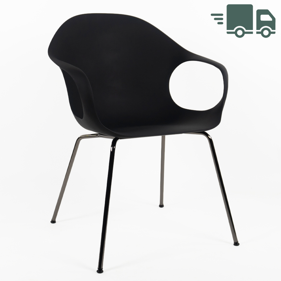 Kristalia Elephant - Schale schwarz - Vierfußgestell schwarz verchromt