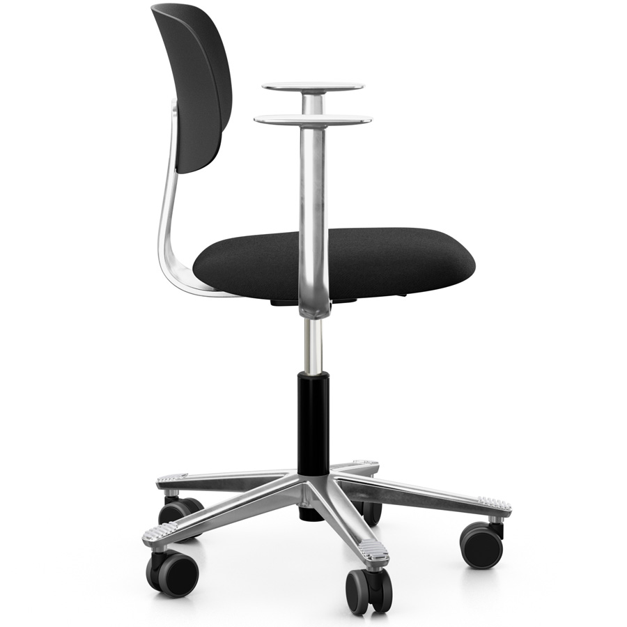 HAG Tion 2140 Bürostuhl schwarz mit Armlehnen - Sitz Stoff Cura - Rückenschale Kunststoff - Seitenansicht
