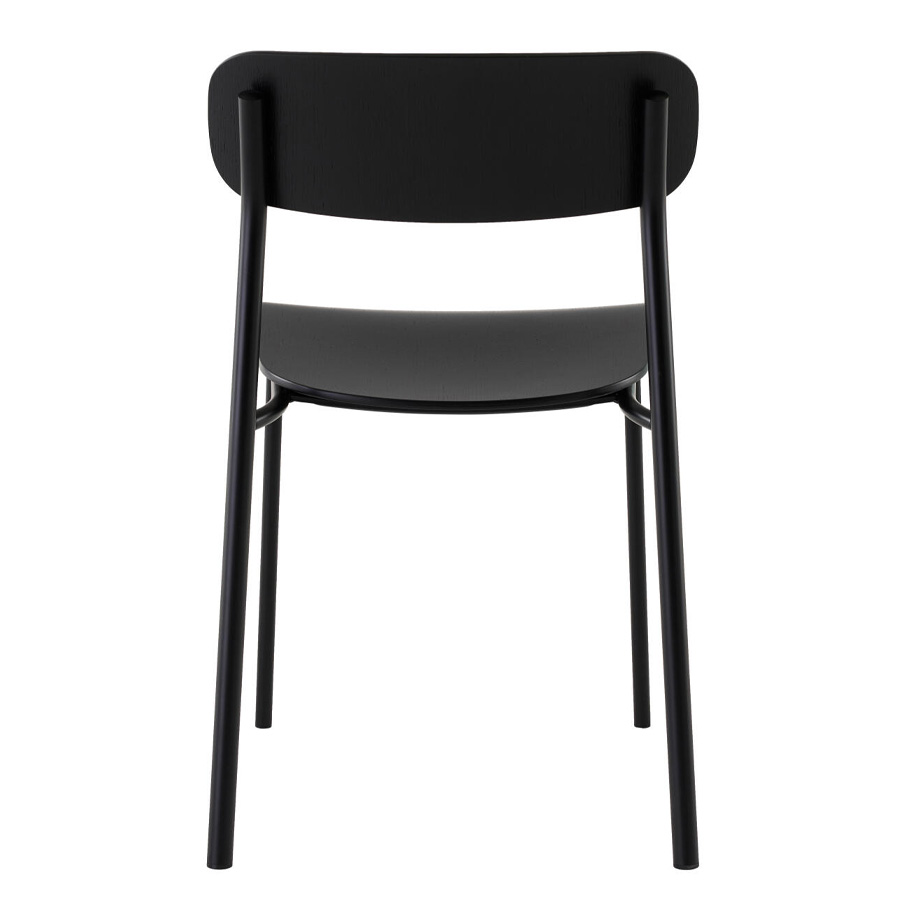 THONET S 243 Stahlrohrstuhl | Buche schwarz gebeizt | Gestell tiefschwarz | Rückansicht