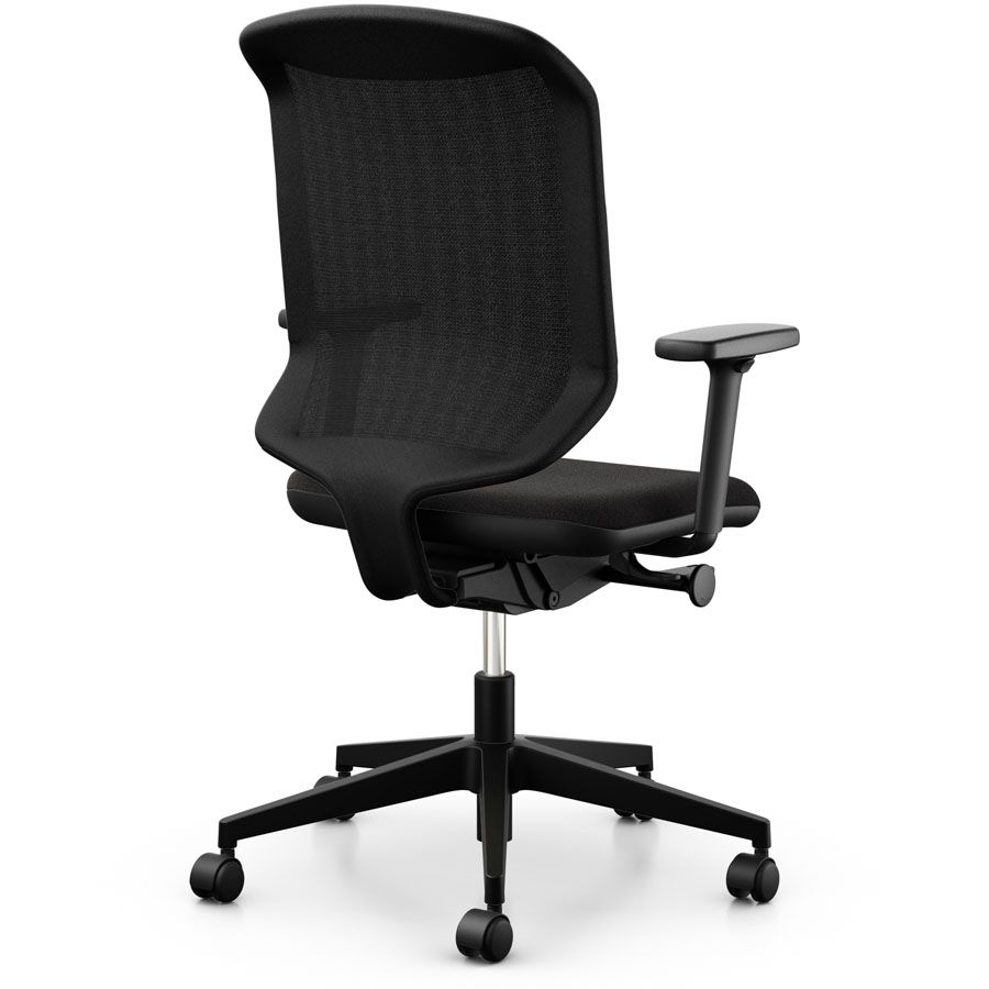 Giroflex 434 mit Armlehnen schwarz und Aluminium-Fußkreuz - Rückansicht