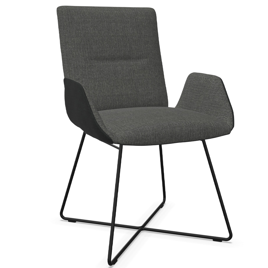 W. Schillig Stuhl mit Armlehnen u. Drahtrohrgestell