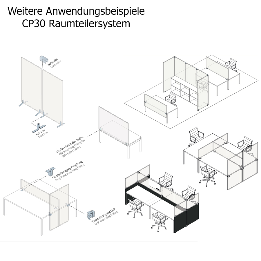 Rosso CP30 Raumgliederungssystem - Weitere Anwendungsbeispiele