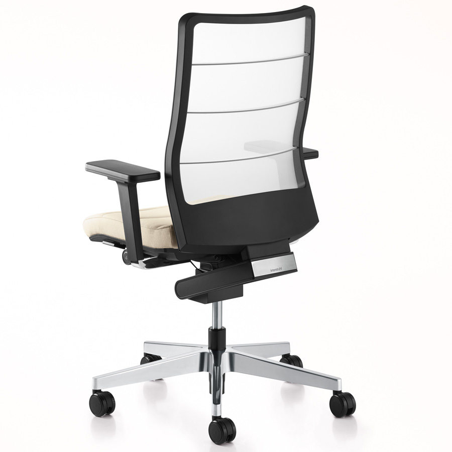 Interstuhl AirPad (3C42) - Fußkreuz Alu poliert  - Netzrücken weiß - Rückansicht