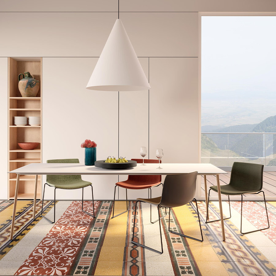 Arper Onemm Tischplatte weiß, Gestell Eiche natur