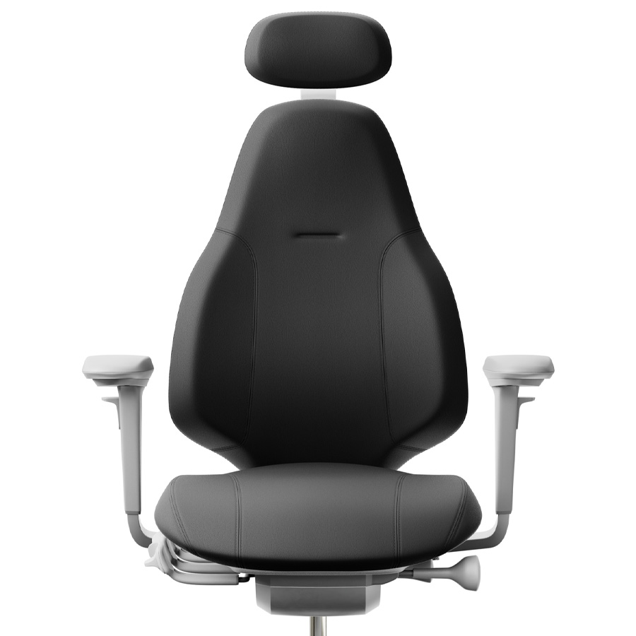 RH Mereo 220 silver-grey mit hoher Rückenlehne, Armlehnen und Nackenstütze - Frontansicht