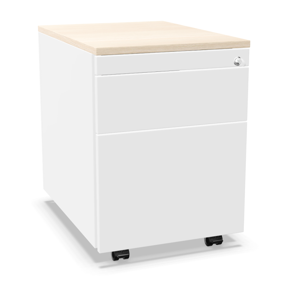 Palmberg Rollcontainer ORGA PLUS 3+6+1 weiß mit Deckplatte Ahorn