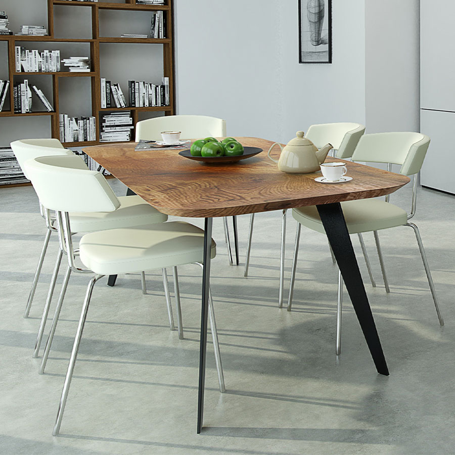 Trebord Enke Tisch, Tischplatte Eiche, Gestell RAL 9005 schwarz