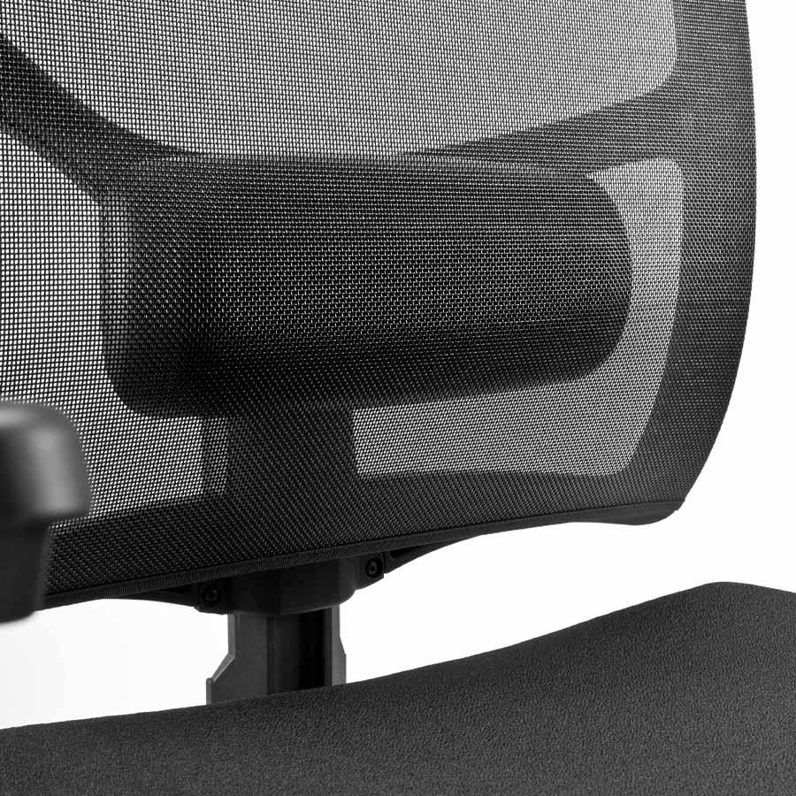 RWH Bürodrehstuhl ERGOFIX Netzrücken schwarz mit Armlehnen und Kopfstütze - Lordosenstütze