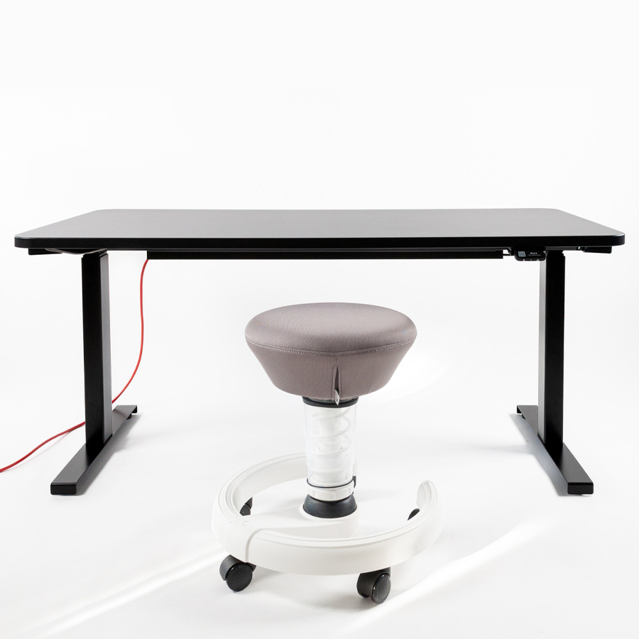 Bundle Schreibtisch CLEO schwarz & aeris Swoppster grau - Gestell weiß