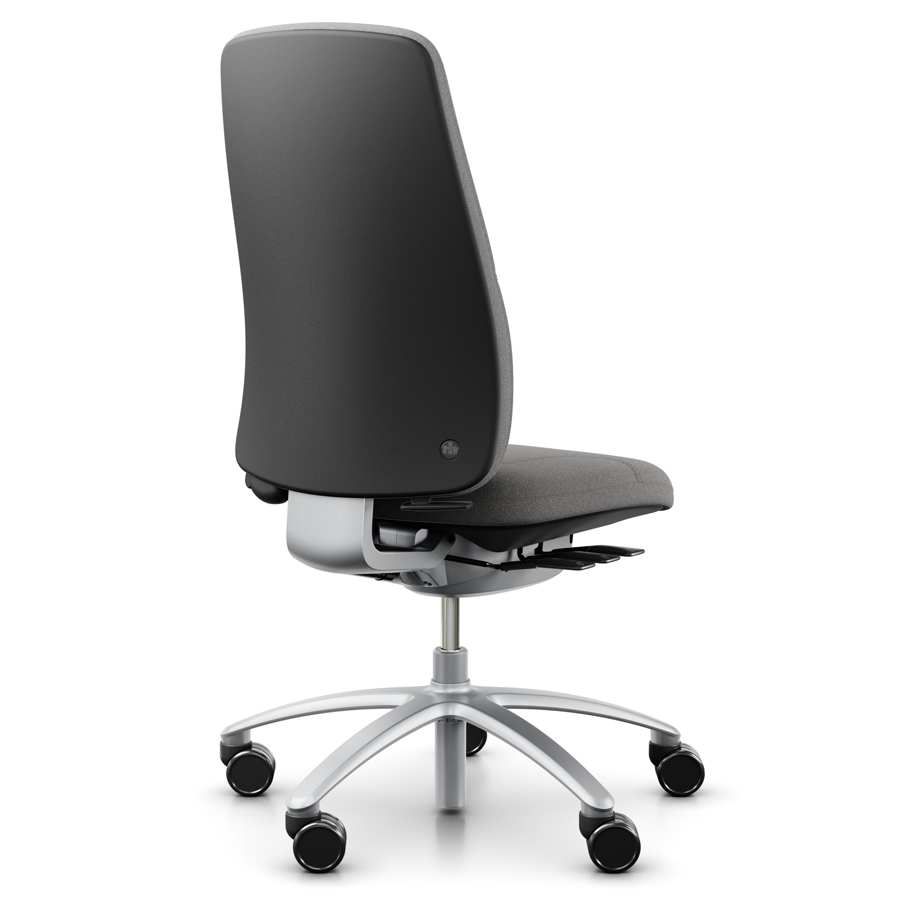 rh Logik 220 silver | Bezug Cura grau | Fußkreuz Alu silber | Rückseite