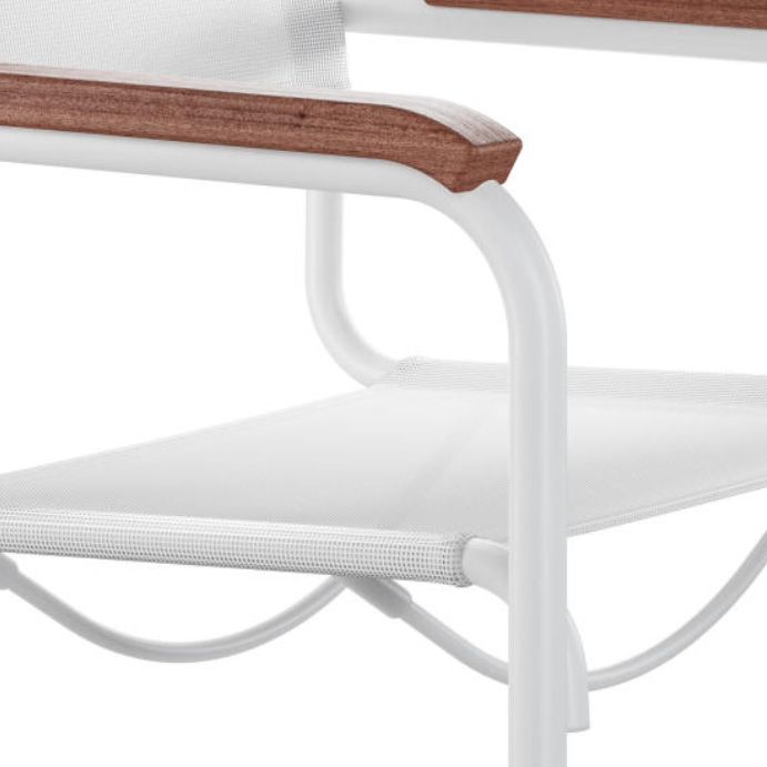 Thonet S 34 N Gartenstuhl weiß mit Armlehnen mit Auflage Irokko geölt - Detail