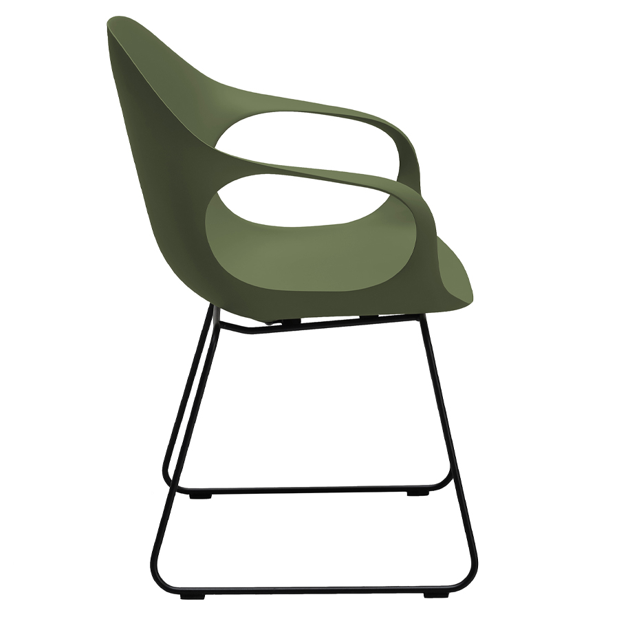 Kristalia Elephant Kufenstuhl | Schale olivgrün | Gestell schwarz