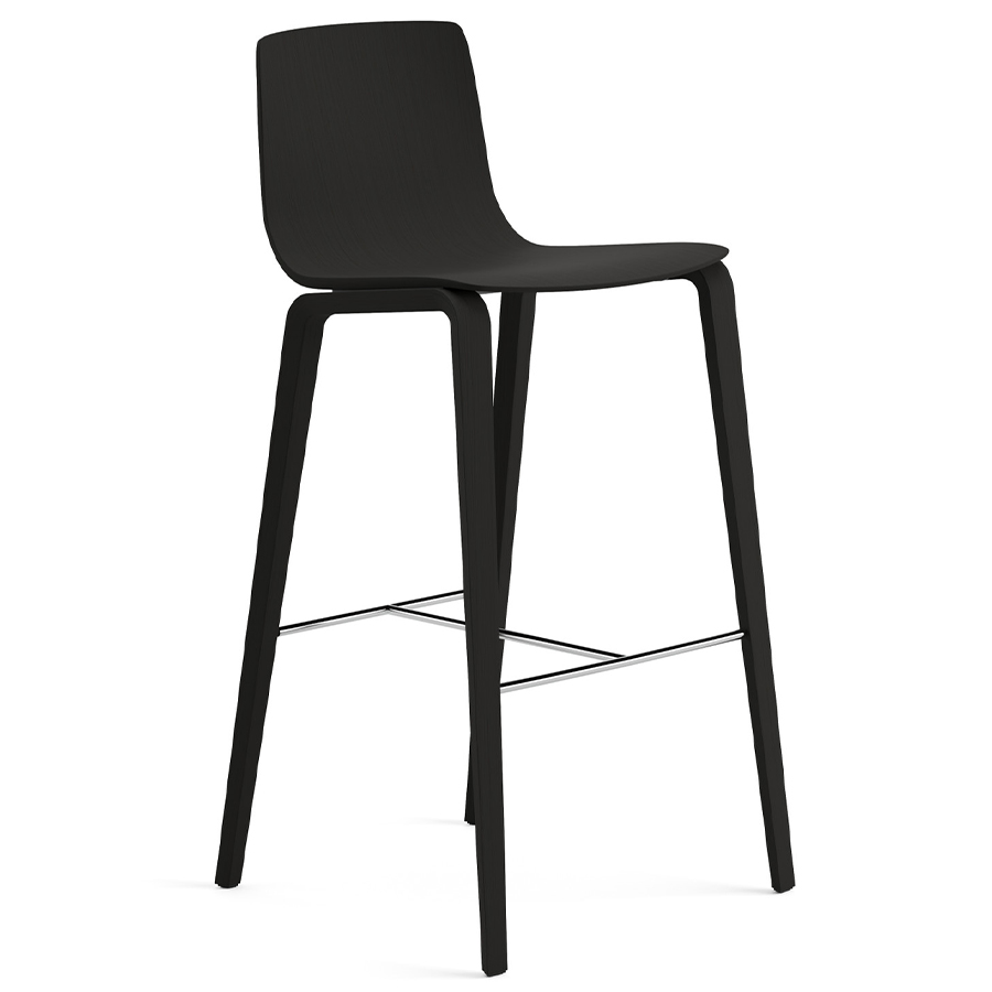 Arper Aava 02 Barhocker aus Holz Sitzschale und Gestell Eiche schwarz Sitzhöhe 66 cm