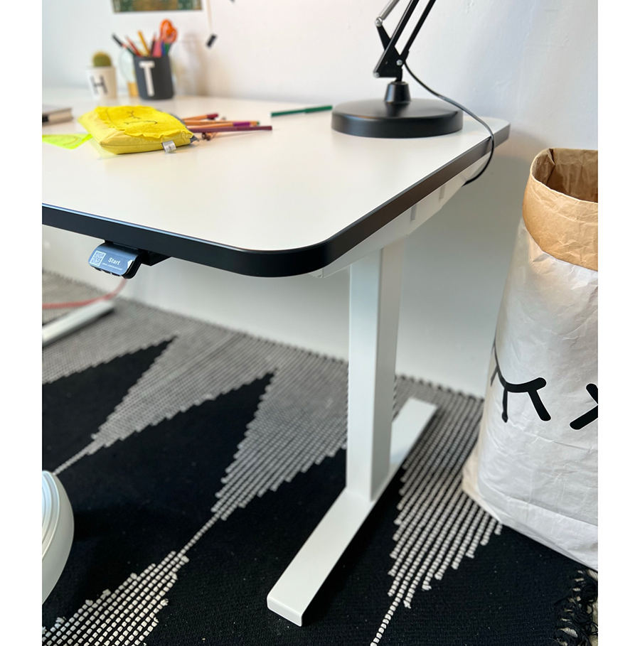 Kinder Schreibtisch CLEO  elektrisch höhenverstellbar Weiß Detail