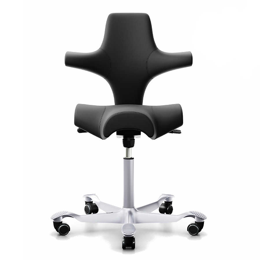 HAG Capisco 8106 Leder schwarz mit Gestell silbergrau