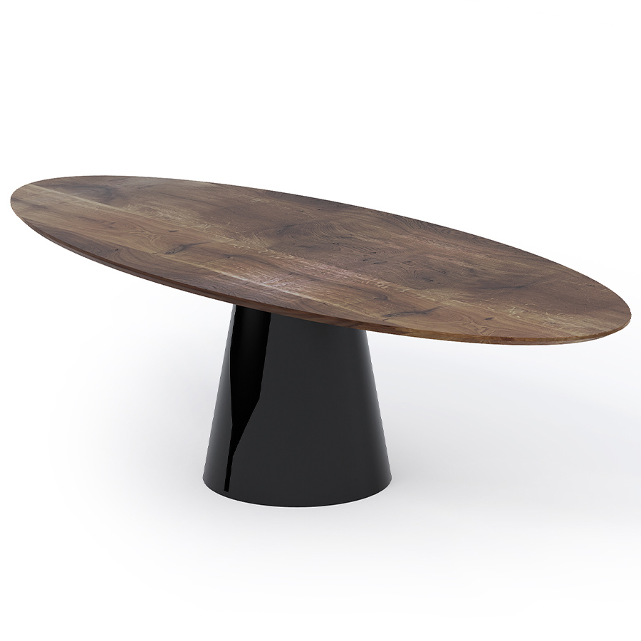 Trebord Mono Tisch Oval Tischplatte Nuss, Gestell RAL 9005 schwarz