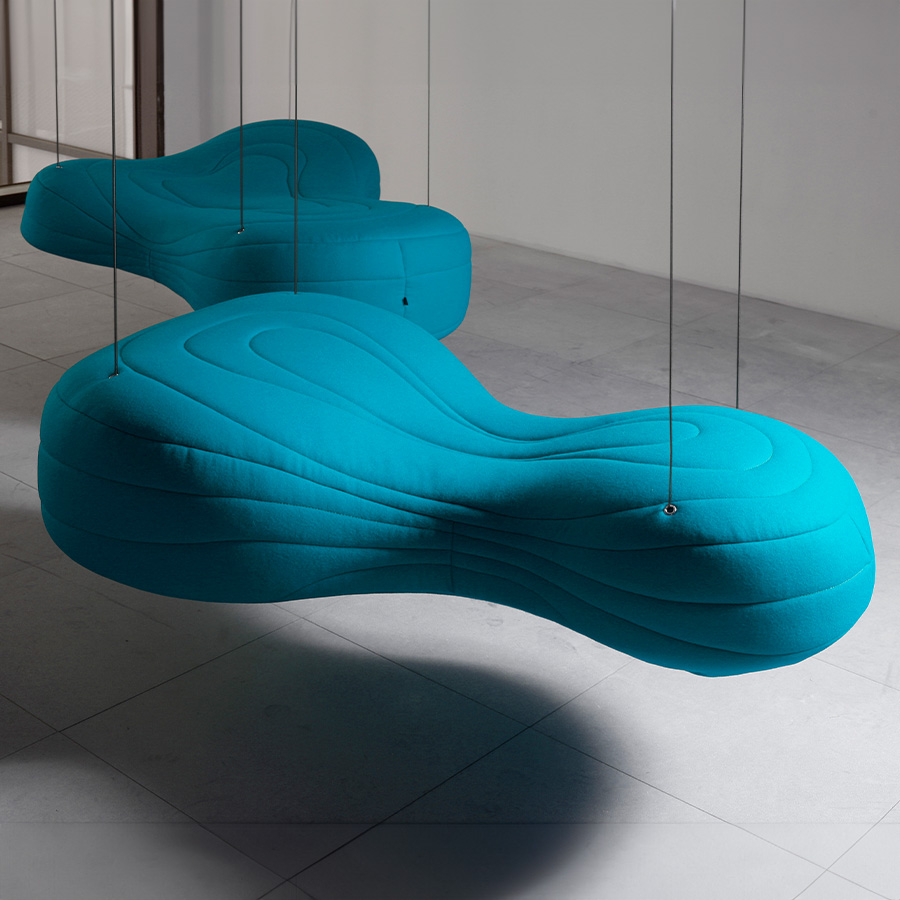 Noti Bouli Sofa, 2-Sitzer, mit Hängeseile, Stoff Agava 118