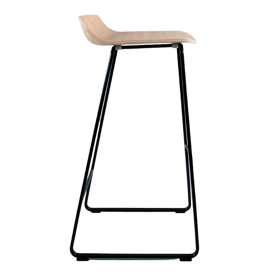 lapalma LINK Barhocker - Gestell schwarz - Sitz Eiche gebleicht - Seite
