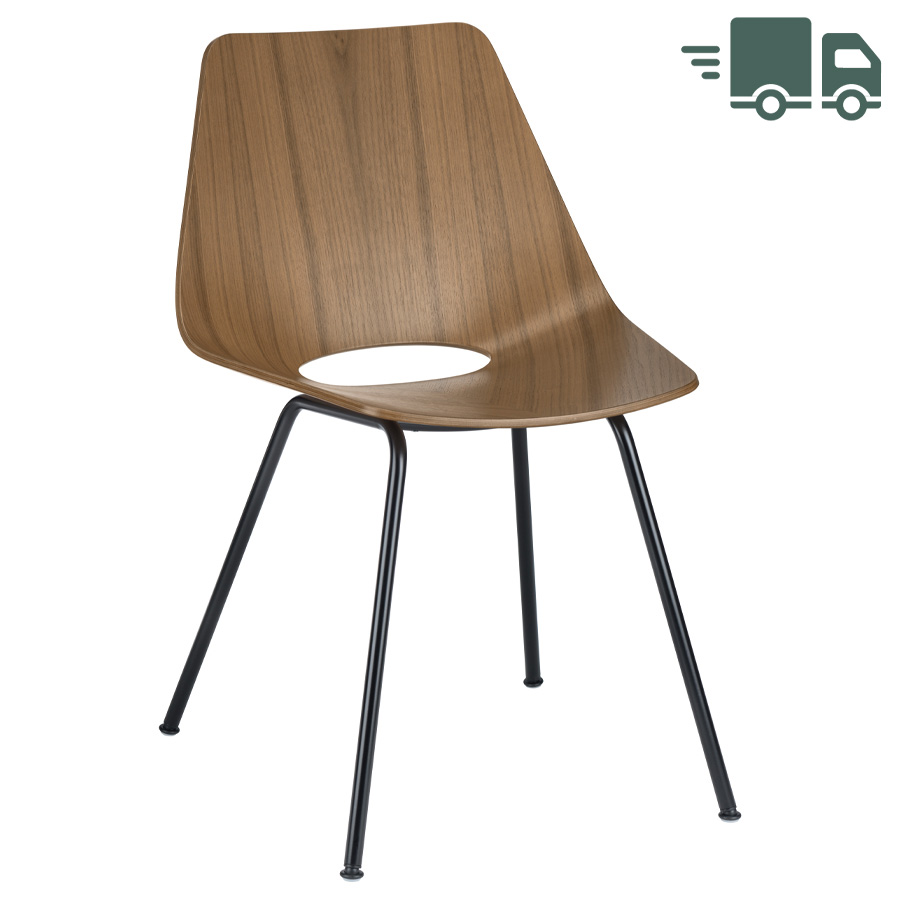 THONET S 661 Stahlrohrstuhl Edelholz Nussbaum - Gestell schwarz
