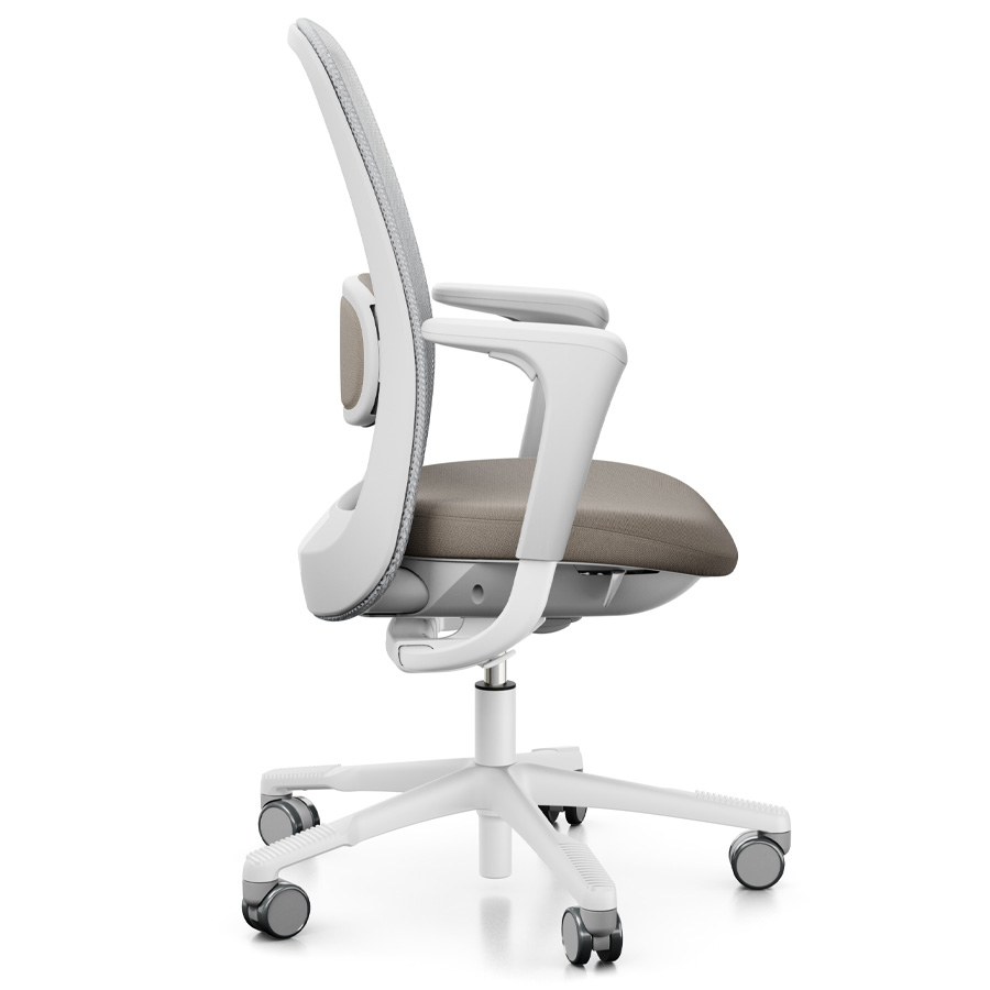 HAG SoFi Mesh 7500 Bürostuhl mit Netzrücken grau - Stoff select braun - Slideback Armlehnen - Seitenansicht