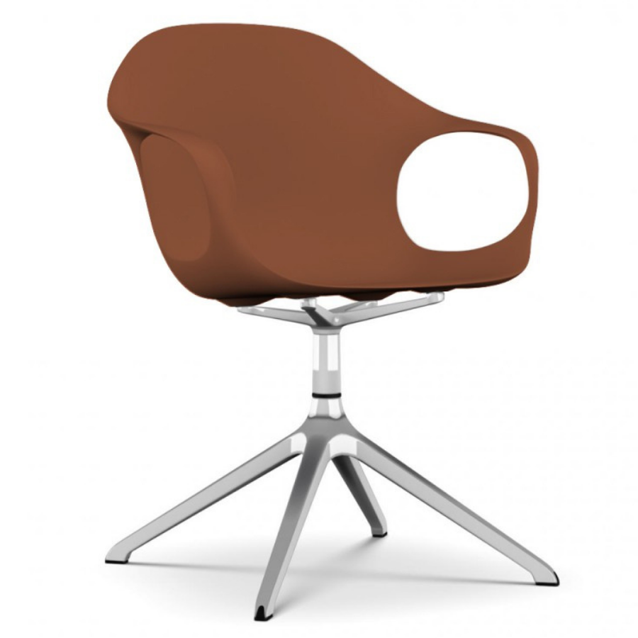 Kristalia ELEPHANT Drehstuhl Sitzschale terracotta Gestell verchromt glänzend