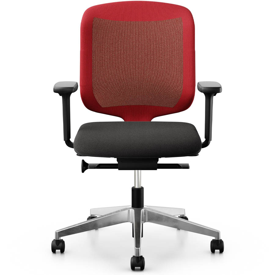 Giroflex 434-3019 rot mit Armlehnen und Aluminium-Fußkreuz - Frontansicht