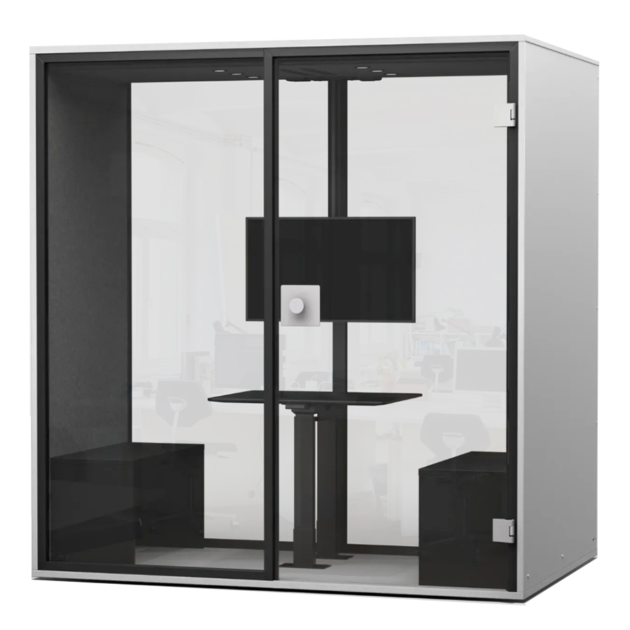 Berlin Acoustics Meet Akustikbox in Weiß mit Rückwand aus Glas