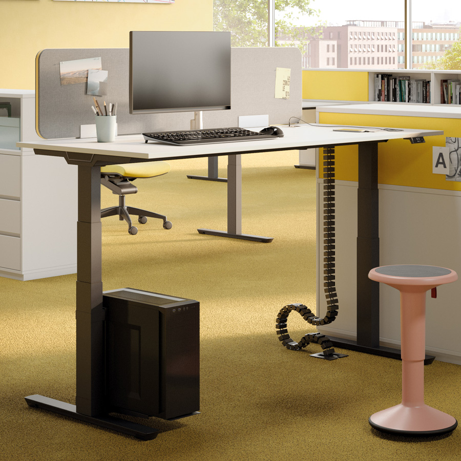 Palmberg Crew T Motorschreibtisch weiß anthrazit elektrisch höhenverstellbar