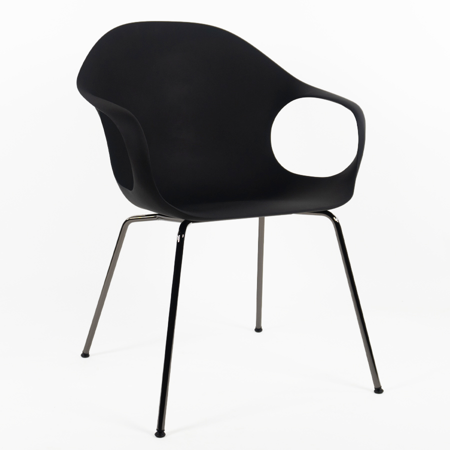 Kristalia Elephant - Schale schwarz - Vierfußgestell schwarz verchromt