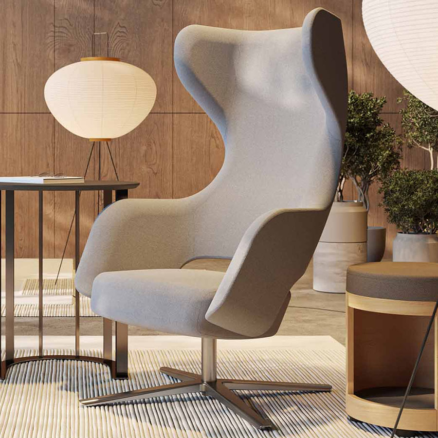 narbutas Sandie Loungesessel mit Fußkreuz in Aluminium poliert Beispielbild