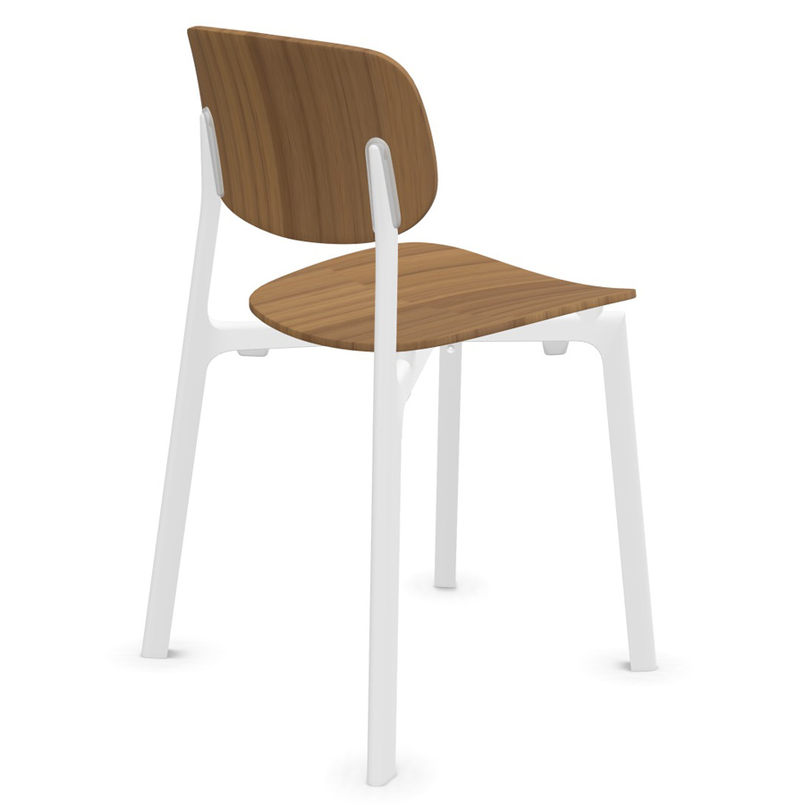 Kristalia COLANDER Stuhl Nussbaum, weißes Gestell