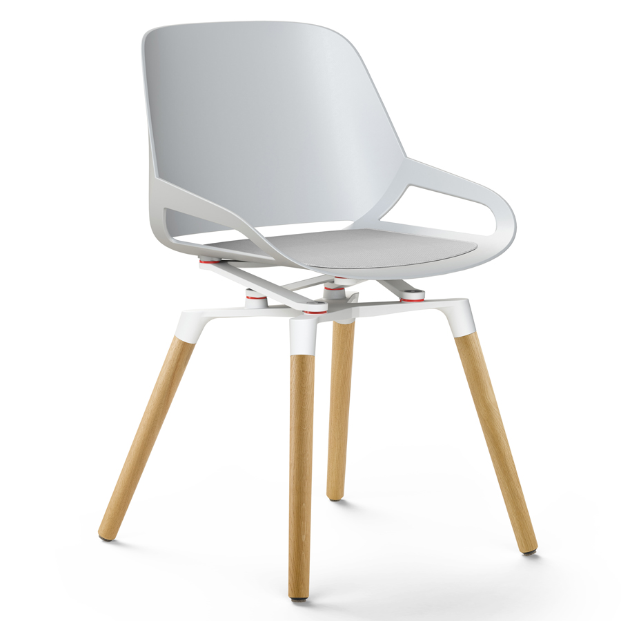 Aeris Numo Holzgestell - Sitzschale u. Kinematik weiß - Sitzkissen grau