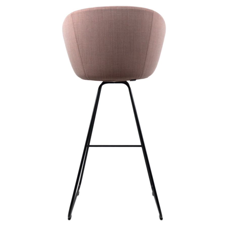 lapalma GLOVE Barhocker gepolstert mit Kufengestell | Bezug Canvas altrosa | Gestell schwarz | Rückseite