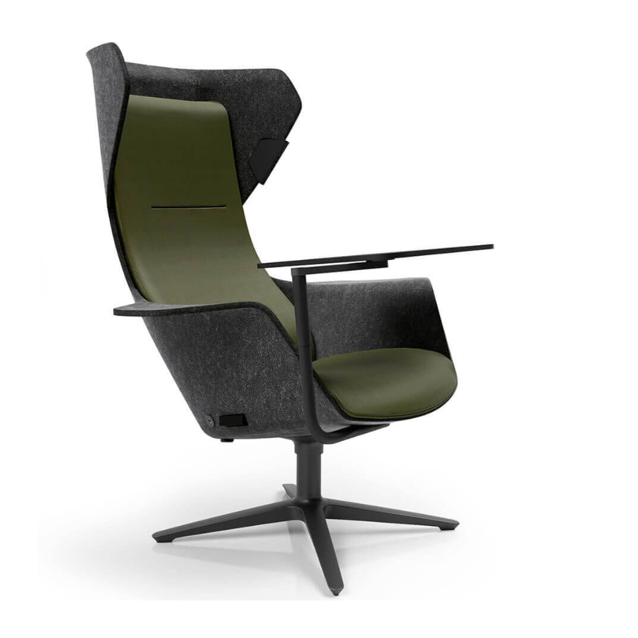 Klöber WOOOM Lounge Sessel Stoff Nova 0430 Olivegrün mit Schreibtablar 2