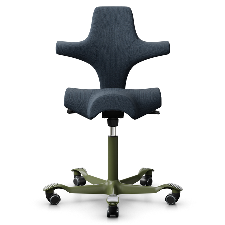 HAG CAPISCO 8106 Stoff Cura dunkelblau mit Sattelsitz - Gestell Moss Grey