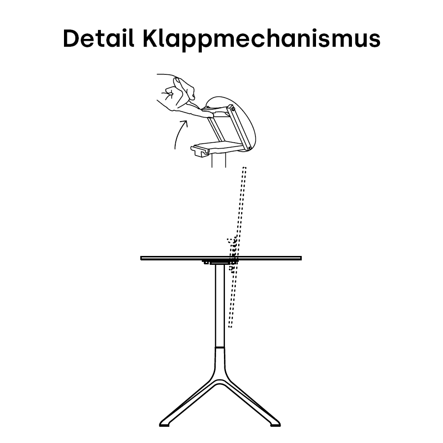 Kristalia Elephant Tisch | Klappmechanismus