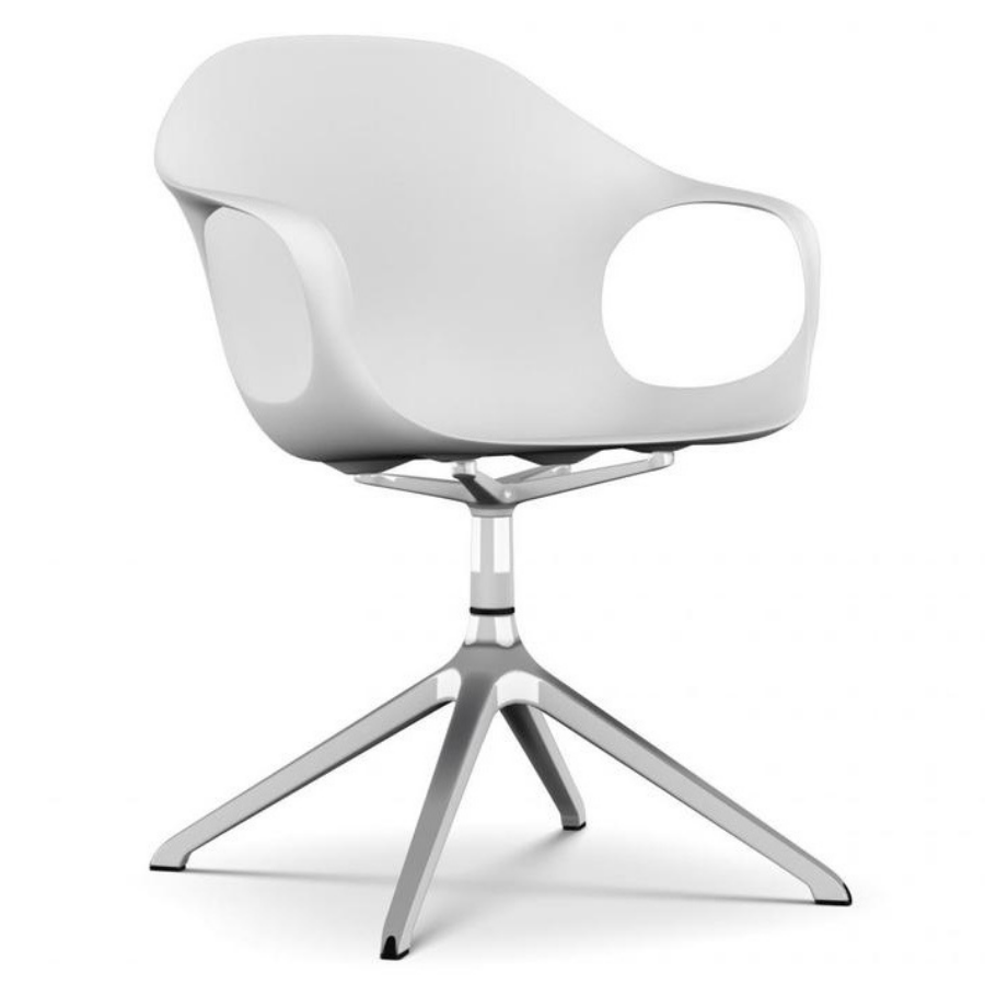 Kristalia ELEPHANT Drehstuhl Sitzschale weiß Gestell verchromt glänzend